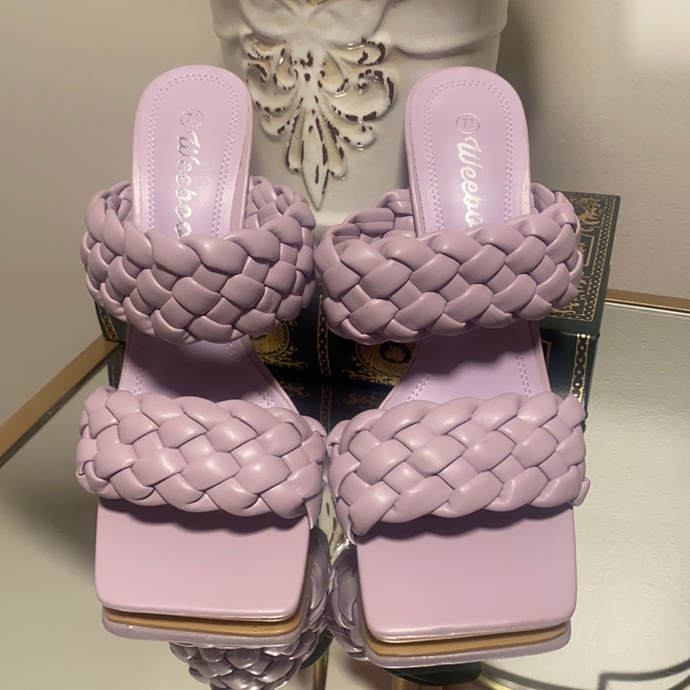 Lilac Braided Mule Heels
